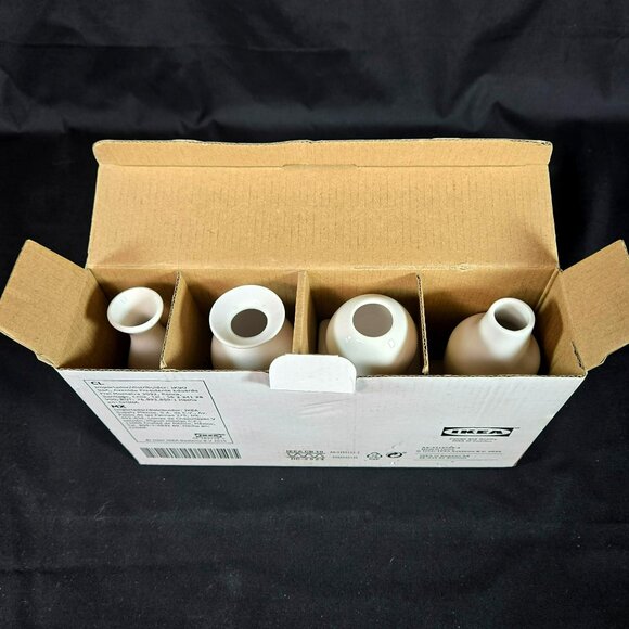 IKEA KRINGGA Modernist Ceramic Vases Set of 4 White New Boxed Pottery Sculptural - Picture 8 of 9